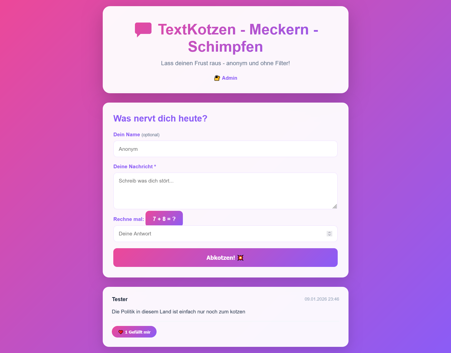 Text Kotzen Lass deinen Frust raus anonym und ohne Filter!